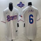 2023 Champions Nike Texas Rangers #6 Josh Jung white majestic baseball jerseys