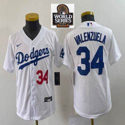 Women Nike Los Angeles Dodgers#34 Fernando Valenzuela white majestic baseball jerseys-BD