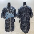 Nike Detroit Lions blank gray camo baseball jerseys Joint name-BD