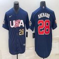 2023 World Cup #28 Arenado blue USA majestic baseball jerseys