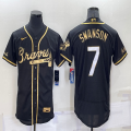 Nike Atlanta Braves #7 Dansby Swanson black gold Flexbase Authentic Collection Jersey