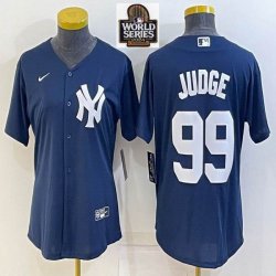 Women Nike New York Yankees #99 Aaron Judge dark blue majestic baseball jerseys-BD