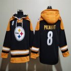 Custom Pittsburgh Steelers #8 Pickett black yellow NFL Hooded Sweatshirt