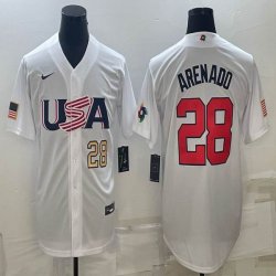 2023 World Cup #28 Arenado white USA majestic baseball jerseys 03