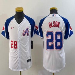 Youth Nike Anaheim Angels #28 Matt Olson white blue majestic baseball city version