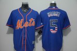 New York Mets #5 New York Mets David Wright blue usa flag baseball jersey