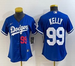 Women Los Angeles Dodgers #99 Kelly Nike blue majestic baseball Jersey-BD 01