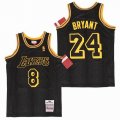 Nike Los Angeless Lakers 8 and 24 Kobe Bryant black Throwback basketball Jersey -SG