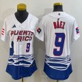 Youth Puerto Rico #9 Baseball Javier Báez White 2023 World Baseball Classic Replica Player Jersey 04