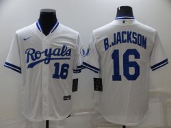 Kansas City Royals 16 Bo Jackson white throwback majestic mlb jerseys-BD