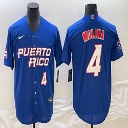 Puerto Rico Baseball #4 Yadier Molina blue 2023 World Baseball Classic Replica Player Jersey 04