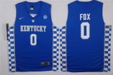 NCAA Kentucky Wildcats #0 De Aaron Fox blue college basketball jersey