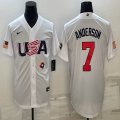 2023 World Cup #7 Tim Anderson white USA majestic baseball jerseys 10