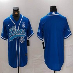 Detroit Lions blank blue baseball jerseys Joint name-BD 03