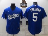 Los Angeles Dodgers #5 Freddie Freeman blue majestic baseball Jerseys-BD