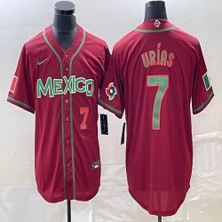 2023 World Cup Mexico #7 Julio Urias red majestic baseball jerseys 120