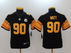 Youth Nike Pittsburgh Steelers #90 T. J. Watts Black yellow Color Rush Limited Jersey