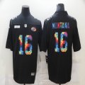 Nike 49ers #16 Joe Montana black Color Rush Limited Jersey Rainbow version-BD