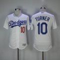 Los Angeles Dodgers #10 Justin Turner white Flexbase Authentic Collection Jersey