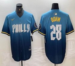 Nike Philadelphia Phillies #28 Alec Bohm skyblue majestic baseball jersey city version-BD