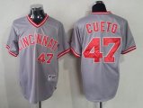 MLB Cincinnati Reds CUETO 47# grey throwback jerseys