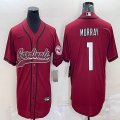 Nike Arizona Cardinals #1 Kyler Murray red baseball jerseys Joint name-BD