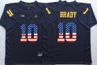 Michigan Wolverines Tom Brady 10 USA Flag College Football Elite Jersey -dark blue