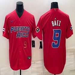 Puerto Rico #9 Baseball #9 Javier Báez red 2023 World Baseball Classic Replica Player Jersey 01