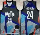 Nike Brooklyn Nets #24 Thomas gray blue camo NBA Jerseys city version Hot press font-TY