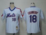 MLB Jerseys New York Mets 18 Strawberry White M&N