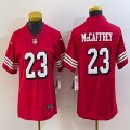 Women Women Nike San Francisco 49ers #23 Christian McCaffrey red throwback Color Rush Limited Jersey-BD 03