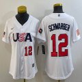 Women 2023 World Cup #12 Kyle Schwarber white USA majestic baseball jerseys 05