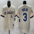 Nike Los Angeles Dodgers #3 Chris Taylor beige fashion majestic baseball Jerseys-BD 04