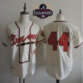 New Atlanta Braves #44 Hank Aaron throwback beige baseball jersey