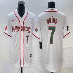 2023 World Cup Mexico #7 Julio Urias white majestic baseball jerseys 40