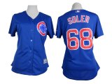 2015 women Chicago Cubs Soler #68 white Blue stripes MLB baseball Jersey