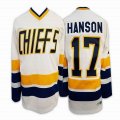 2016 Hanson Brothers Charlestown Chiefs #17 white hockey jersey