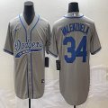 Nike Los Angeles Dodgers #34 Fernando Valenzuela gray majestic baseball Jerseys Joint name -BD