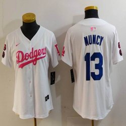 Youth Nike Los Angeles Dodgers #13 Max Muncy white pink fashion MLB baseball Jersey-Joint name-BD