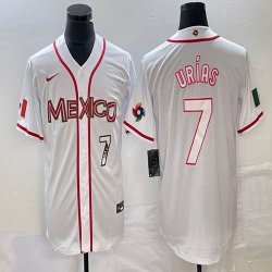 2023 World Cup Mexico #7 Julio Urias white majestic baseball jerseys 35