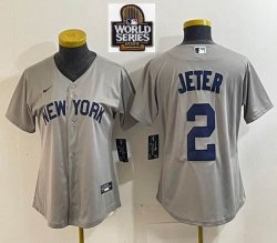 Women Nike New York Yankees #2 Derek Jeter gray majestic baseball jerseys 01