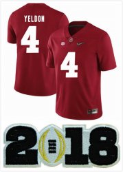 2018 Season Alabama Crimson Tide #4 Yeldon Playoff Diamond Football Red Jersey 2018 patch