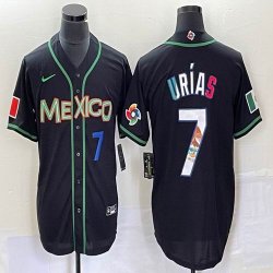 2023 World Cup Mexico #7 Julio Urias black majestic baseball jerseys 182