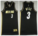 Nike Miami Heat #3 Dwyane Wade black gold basketball jersey-XD