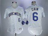 Milwaukee Brewers #6 Lorenzo Cain white Flexbase Authentic Collection Jersey