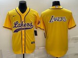 Nike NBA Los Angeles Lakers yellow baseball jerseys Joint name-BD 04