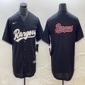 Nike Texas Rangers blank black majestic baseball jersey-BD 02