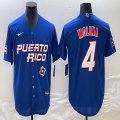 Puerto Rico Baseball #4 Yadier Molina blue 2023 World Baseball Classic Replica Player Jersey 07