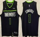 Jordan logo Minnesota Timberwolves Anthony Edwards black basketball jerseys-HL