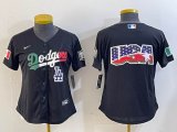 Women Los Angeles Dodgers black new majestic baseball Jerseys-BD 02